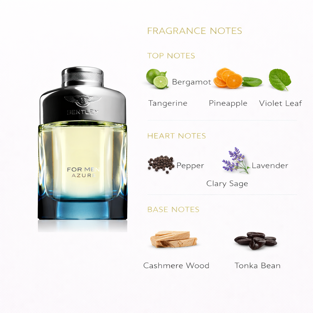 Bentley For Men Azure EDT | Fresh Aquatic Woody Fragrance