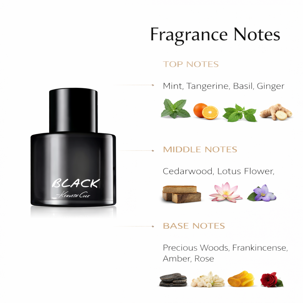 Kenneth Cole Black Eau de Toilette – Bold Aromatic Woody Fragrance for Men