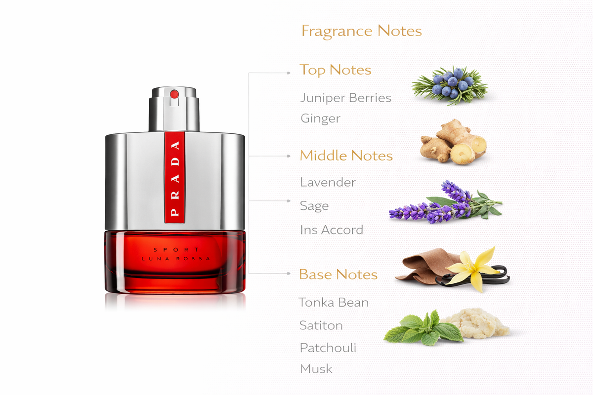 Prada Luna Rossa Sport Eau de Toilette for Men | Fresh Spicy Fragrance