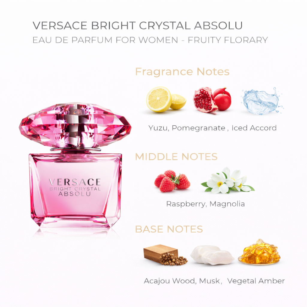 Versace Bright Crystal Absolu Eau de Parfum for Women – Fruity Floral Luxury