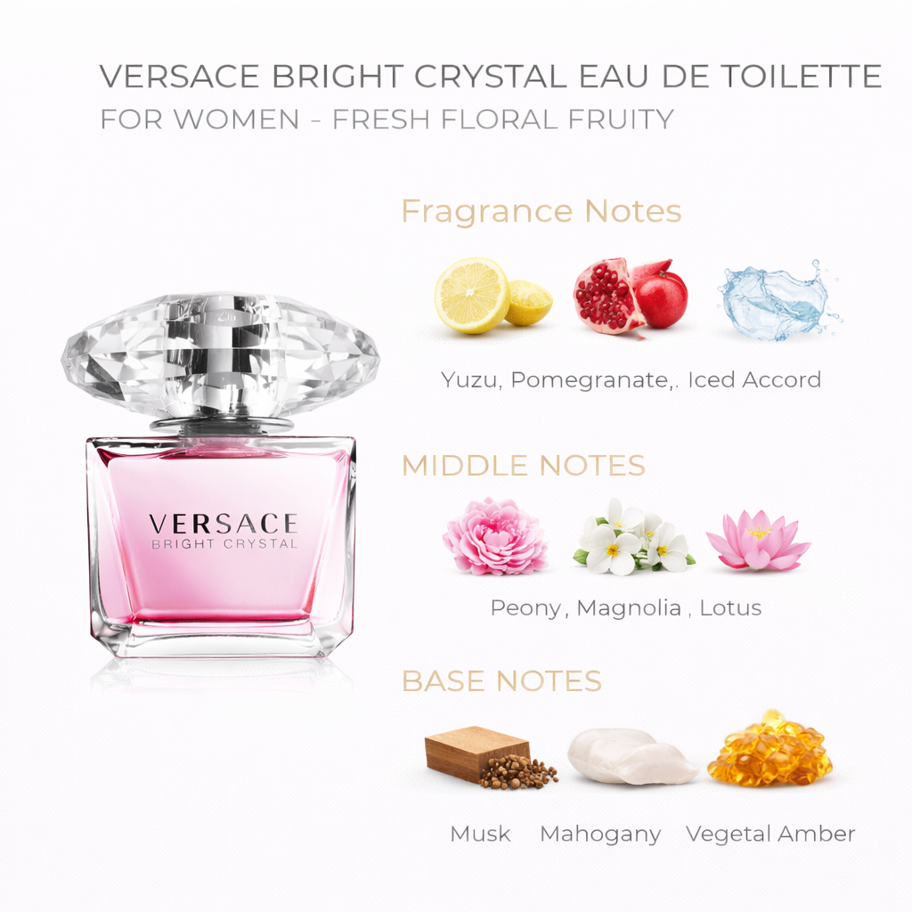 Versace Bright Crystal Eau de Toilette for Women – Fresh Floral Fruity