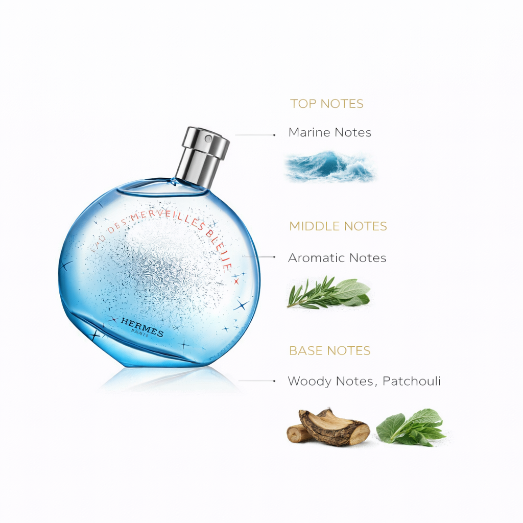 Hermès Eau des Merveilles Bleue Eau de Toilette – Aquatic Woody Fragrance for Women
