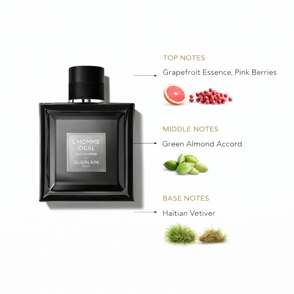 Guerlain L’Homme Idéal Platine Privé – Fresh Green Almond & Vetiver Fragrance