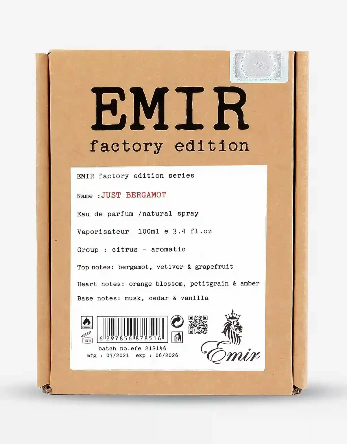 Emir Factory Edition Just Bergamot EDP 100ML